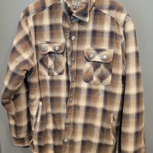 BKE Brown Tan Casual Button Down Shirt
